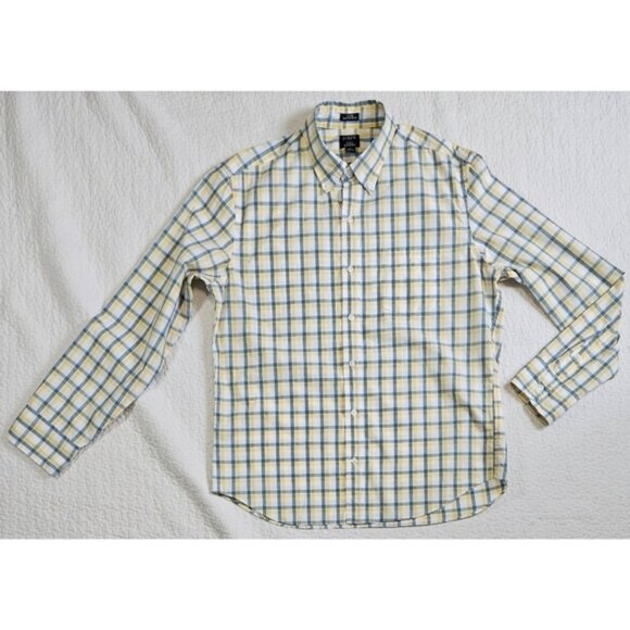 J.Crew Yellow Plaid Slim Untucked Classic Flex Casual Shirt - Picture 2 of 8